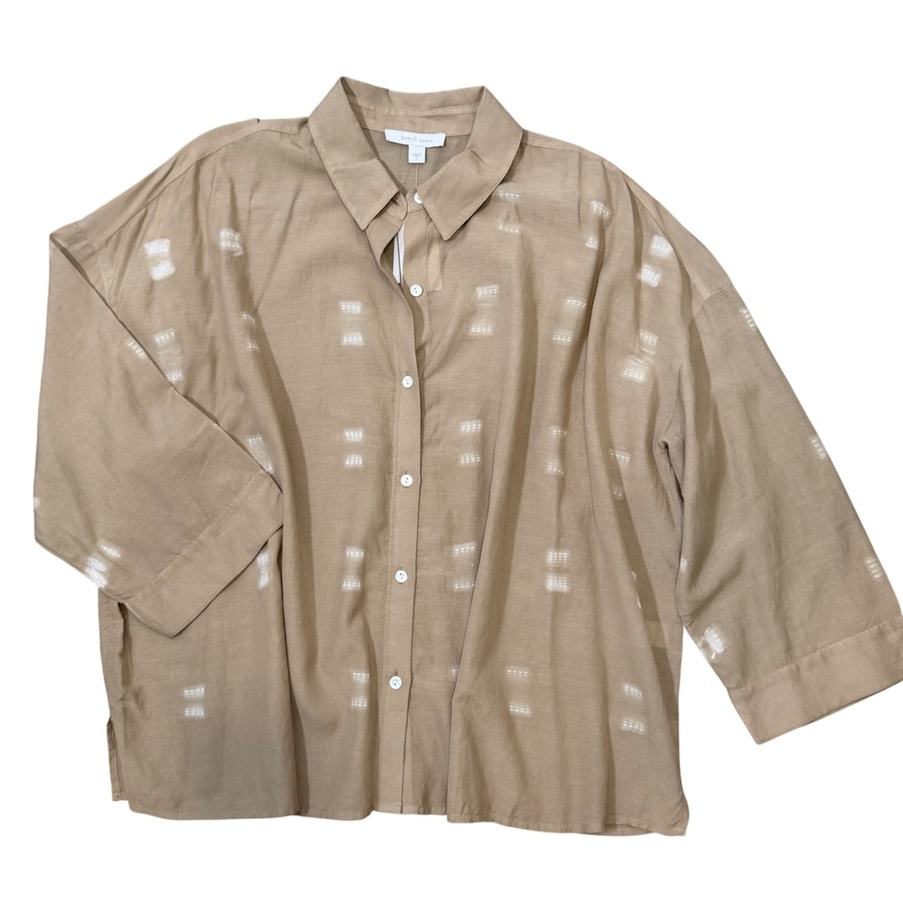 Pure Jill by J. Jill Shibori Dye Tan Neutral Oversized Top (L) Lightweight Layer